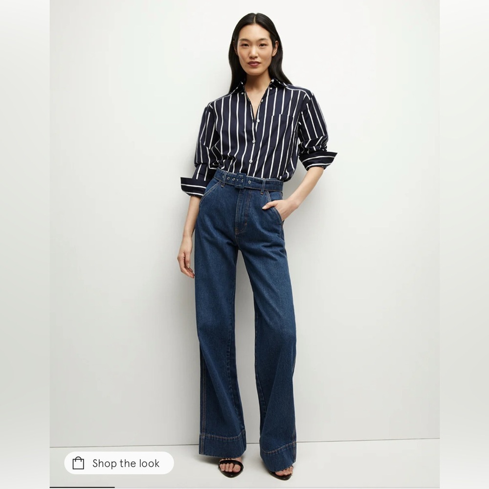 NWT Veronica Beard Taylor Belted Wide-Leg Jean, 29